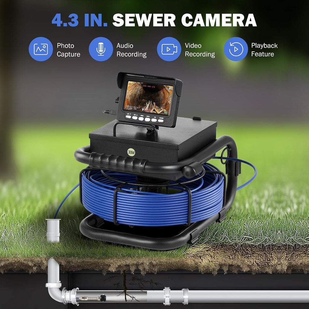 zelcan sewer inspection camera for drain pipes, 4.3-inch shown in use