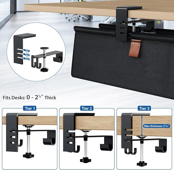 Zilink No Drill Under Desk Cable Management Tray 40" Cord Organizer