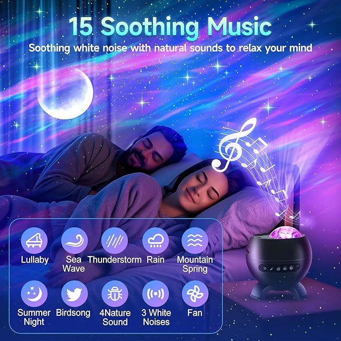 Northern Galaxy Light Projector, 300+Modes & 5 Films Star Projector, 15 White