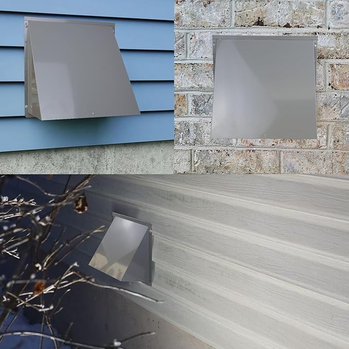 10 Inch Hooded Wall Vent with Screen and Damper, Outdoor Wall Exhaust Vent
