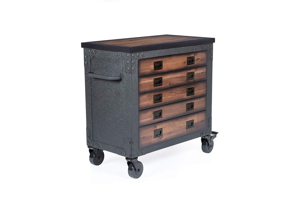 DURAMAX 36 in Rolling Tool Chest with Wood Top and 5 Drawers