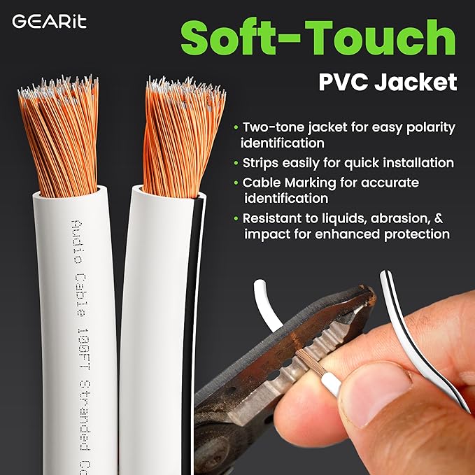 16AWG Speaker Wire, GearIT Pro Series 16 Gauge Speaker Wire Cable Great Use