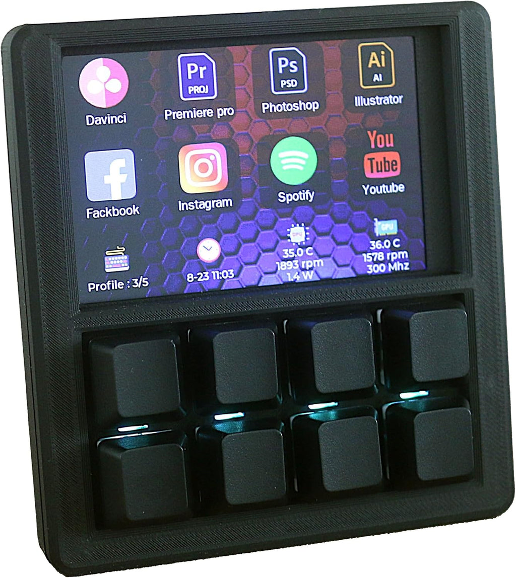 8-Key Macropad 3.5" TFT LCD Screen Programmable Mechanical Keypad