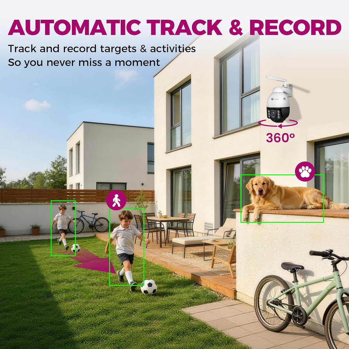 xmarto vandal-proof 4k ptz security camera, 5x zoom, side view