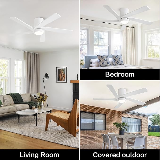 WINGBO 54 Inch Flush Mount DC Ceiling Fan