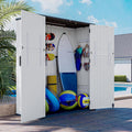 AOXUN Horizontal Storage Sheds 61 Cu.ft, HDPE Outdoor Storage Box 160 Gallon, Waterproof Lockable Resin Deck Box with Spring-Assisted Lid, Patio Storage for Garden, Pool, Cushions, Tools, White