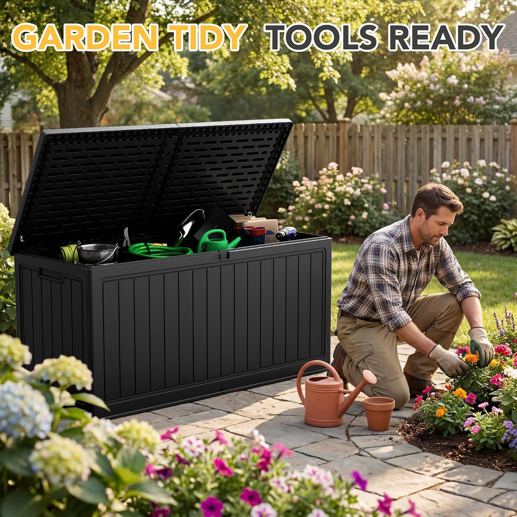 270 gallon hdpe deck box outdoor indoor waterproof, close-up detail