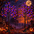 2Pack 5FT 200LED Black Halloween Tree with Purple and Orange Lights