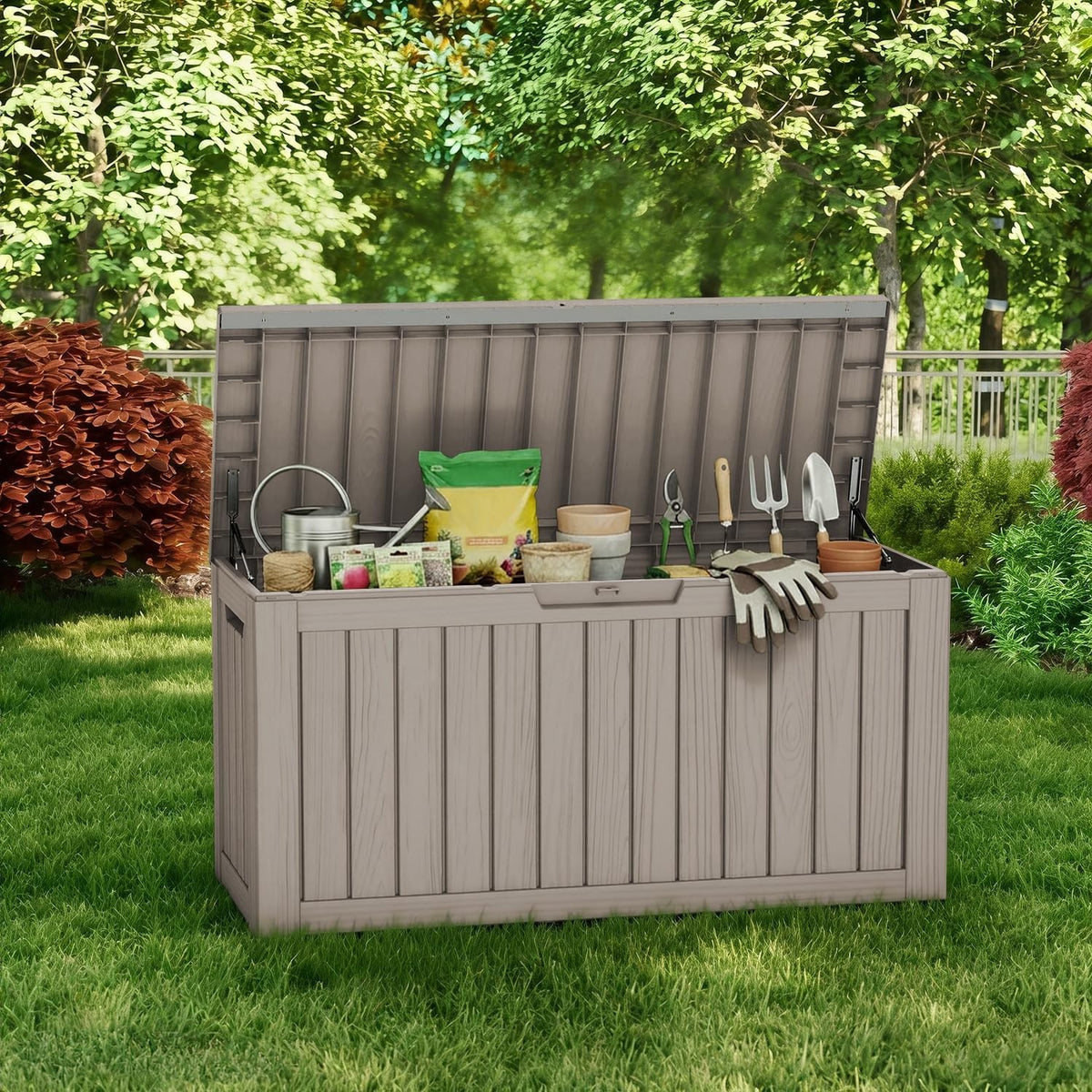 80 gallon deck box, waterproof resin outdoor storage, package contents
