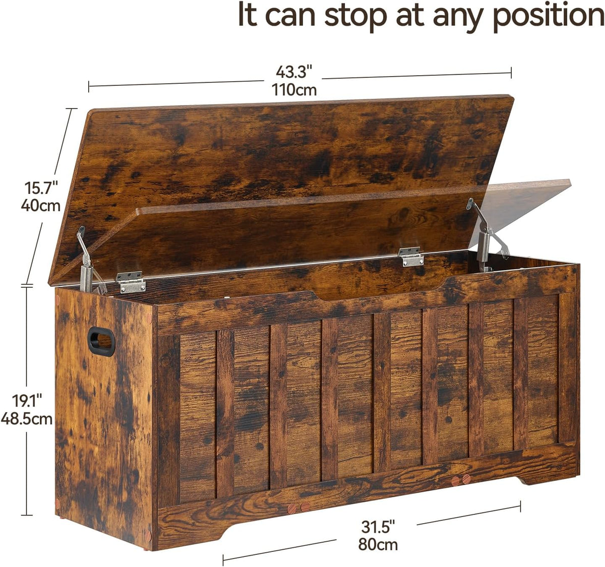 vankiley 43.3" storage chest extra large, storage bench.(rustic shown in use