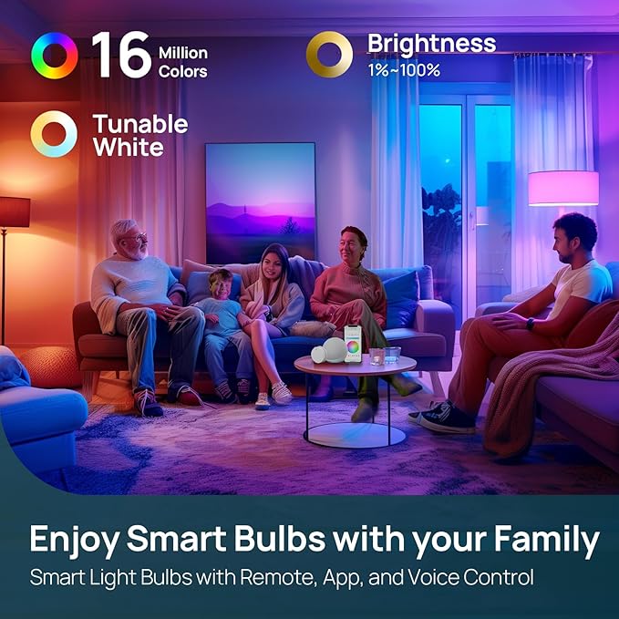 Linkind Smart Light Bulbs with Remote Control, Smart Bulb That Work with Alexa