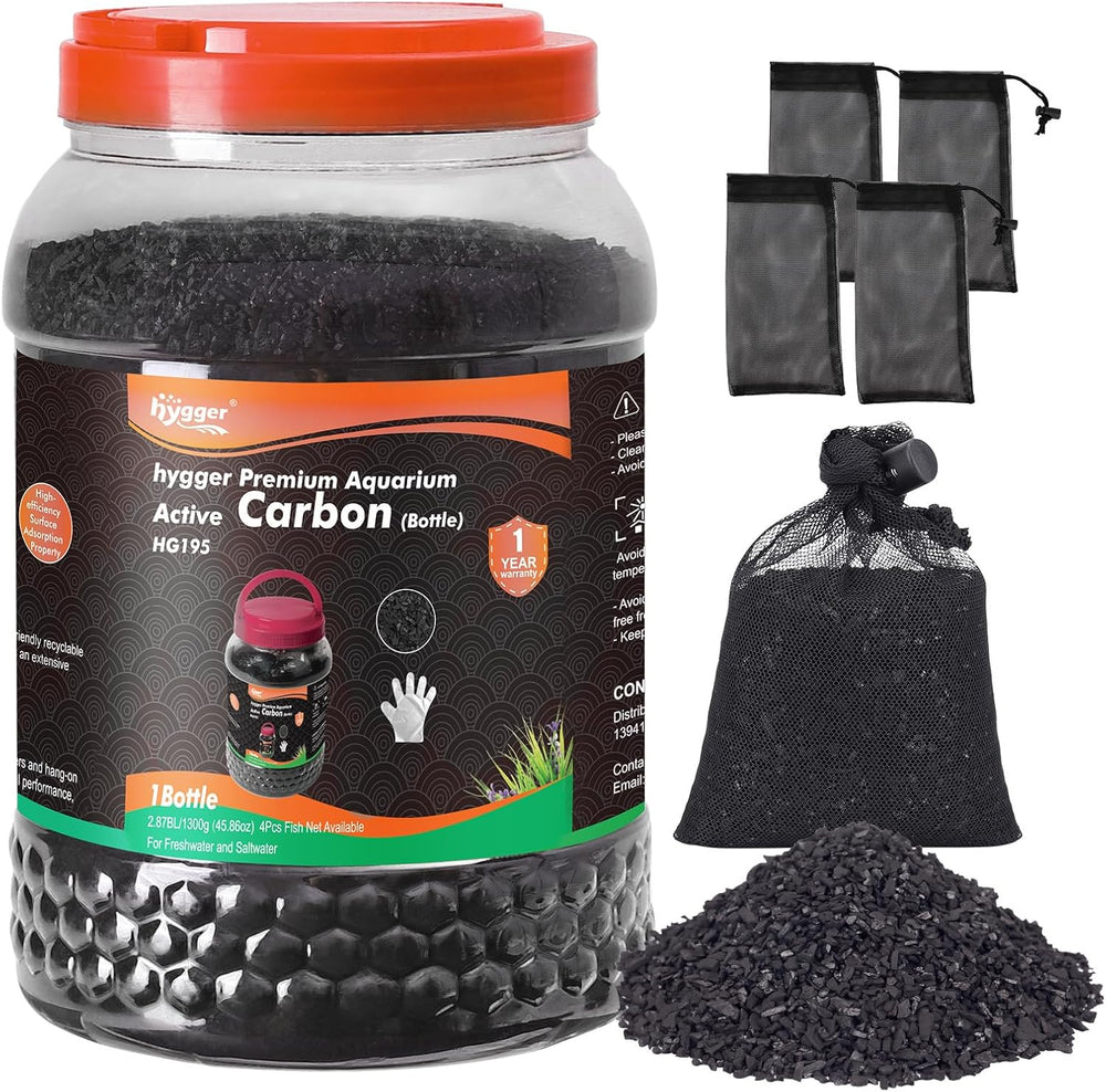 hygger Aquarium Activated Carbon, Premium Natural Coconut Shell Activated Cha...