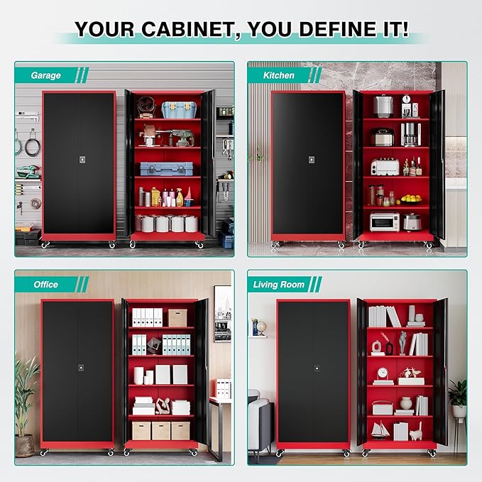 SISESOL 75" Tall Metal Storage Cabinet