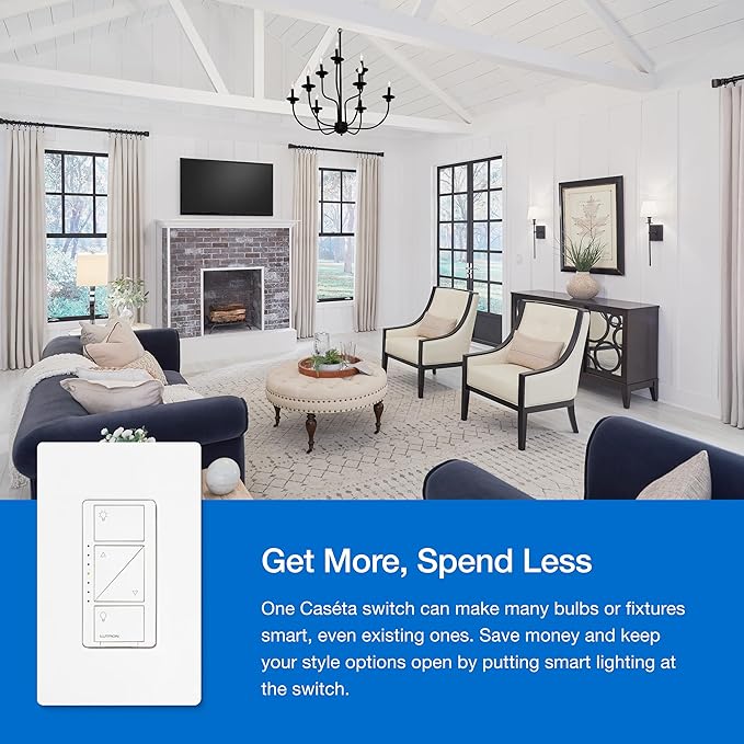 Lutron Caseta 3 Way Smart Dimmer Light Switch Kit, Includes Pico Remote