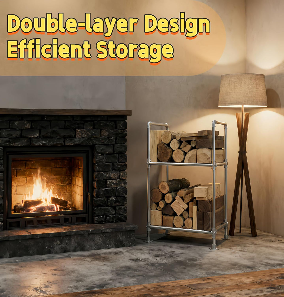 2ft heavy duty firewood rack outdoor with cover, package contents