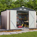 Aoxun 8x10 FT Shed Outdoor Storage Shed with Base, Brown