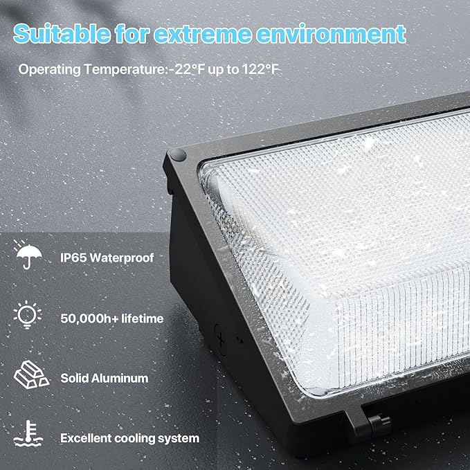 HYPERLITE LED Wall Pack Light: 120W 18000LM Glass Lens Wall Pack LED Exterior