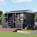 VanAcc 9x9x7 FT Metal Shed with Dual Storage Zone and Work Area