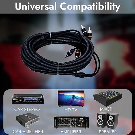 Elite Audio Premium Series 20ft. 2-Channel Car Audio RCA Cable – Double Shielded