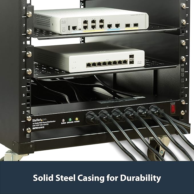StarTech.com 16 Outlet Horizontal 1U Rack Mount PDU Power Strip