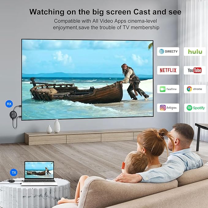 YUYUNLOMN Wireless HDMI Four Receivers and Transmitter, Splitter Plug and Play