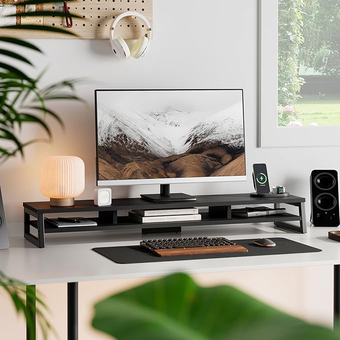 Fenge Dual Monitor Stand for Desk, 42.5in Large Monitor Riser for 2 Monitors