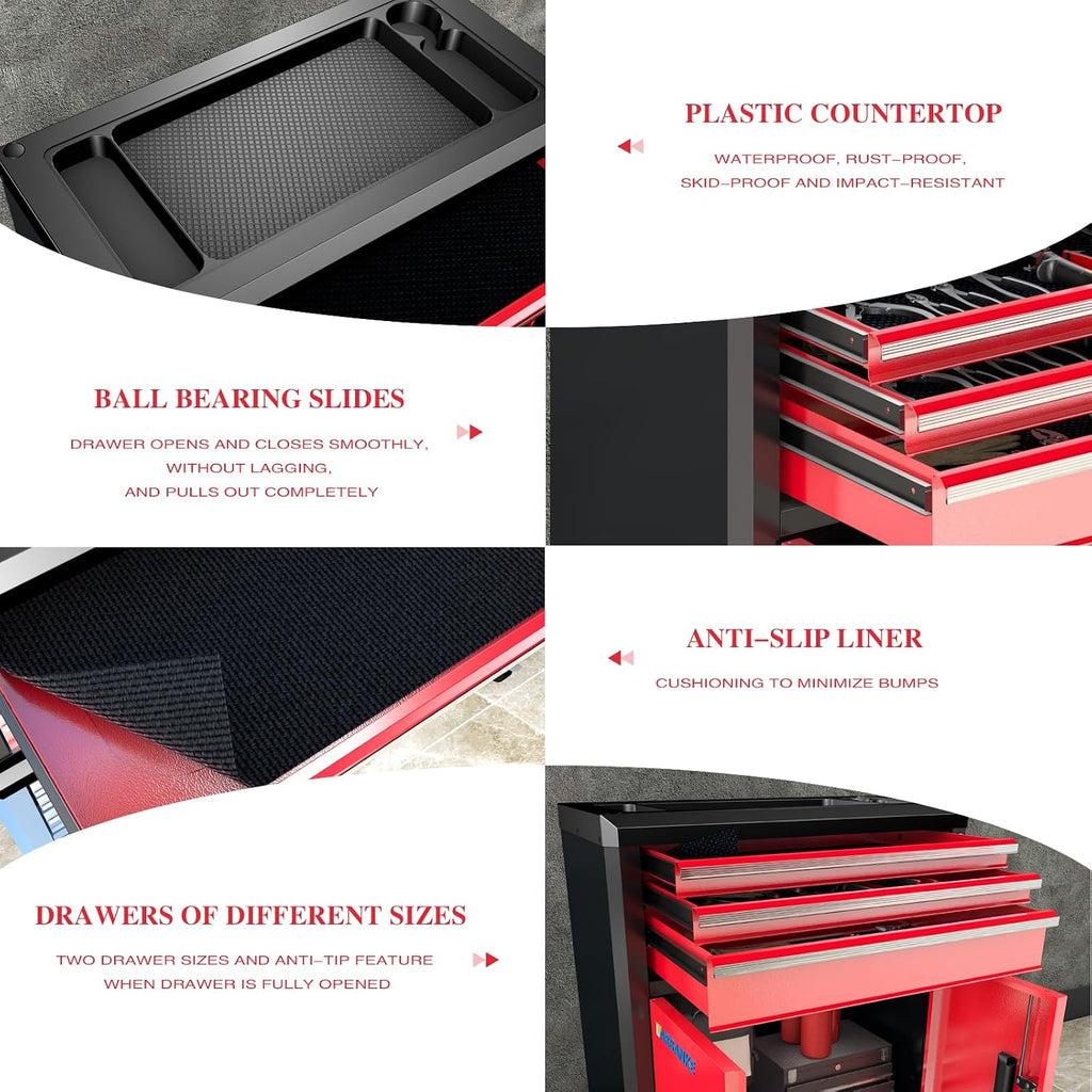 larbanke rolling tool chest with 3 drawers&2 doors,tool, side view