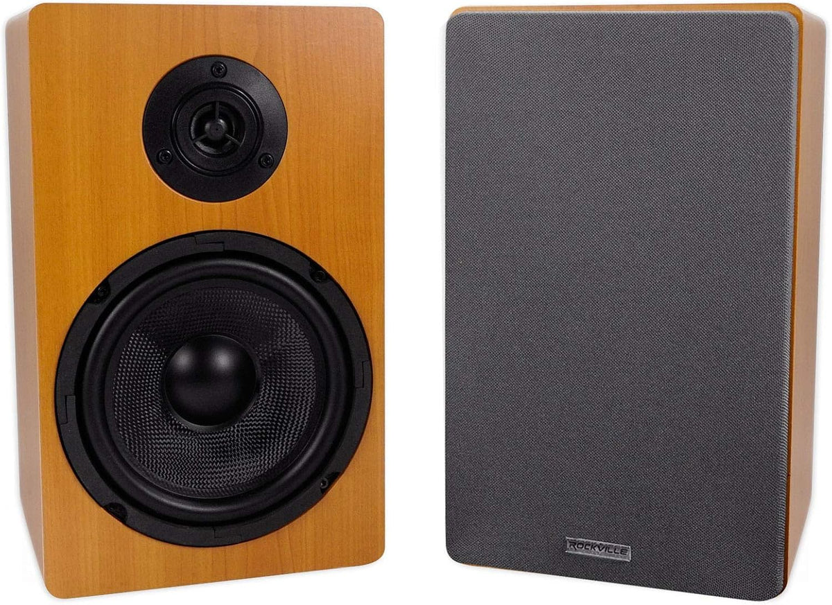Rockville Pair ROCKSHELF 64C V2 Classic Wood 400W 6.5" Bookshelf Speakers/4 Ohm