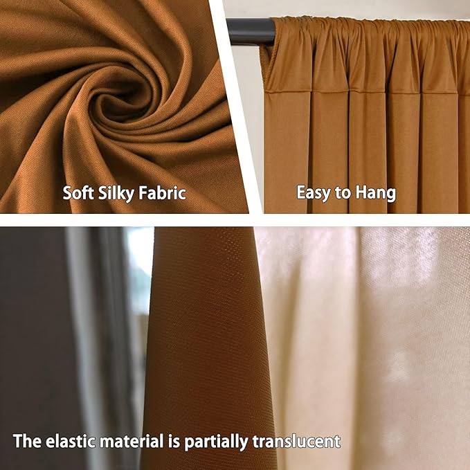 10 x 7 Feet Brown Backdrop Curtain for Partie, Background Curtains for Photoshoot, Birthday, Wedding, Halloween, Thanksgiving, Christmas Day, New Year Party Decorations 5Ft x 7Ft, 2 Panels
