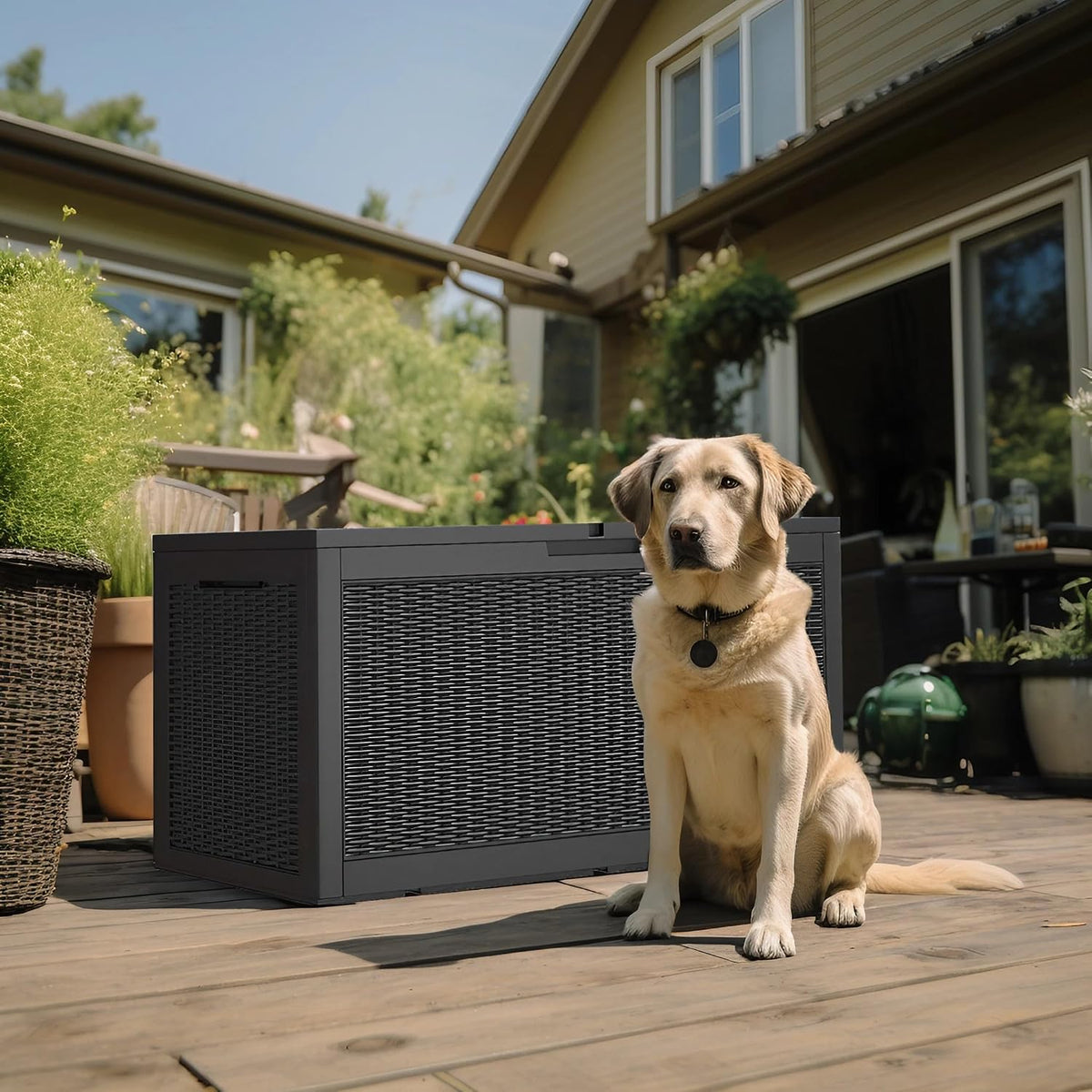 120 gallon outdoor deck box, lockable waterproof outdoor, package contents