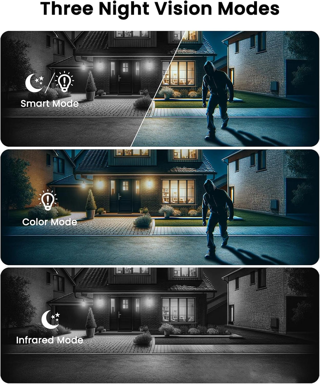 anran 2k solar security camera outdoor wireless wifi, side view