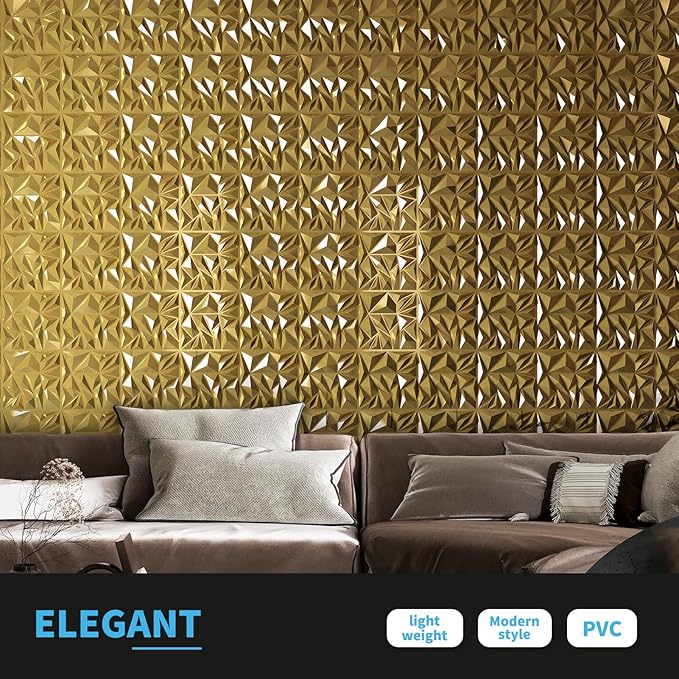 Art3d 33-Pack 3D Wall Panels for Interior Wall Decor, Diamond Textured Feature
