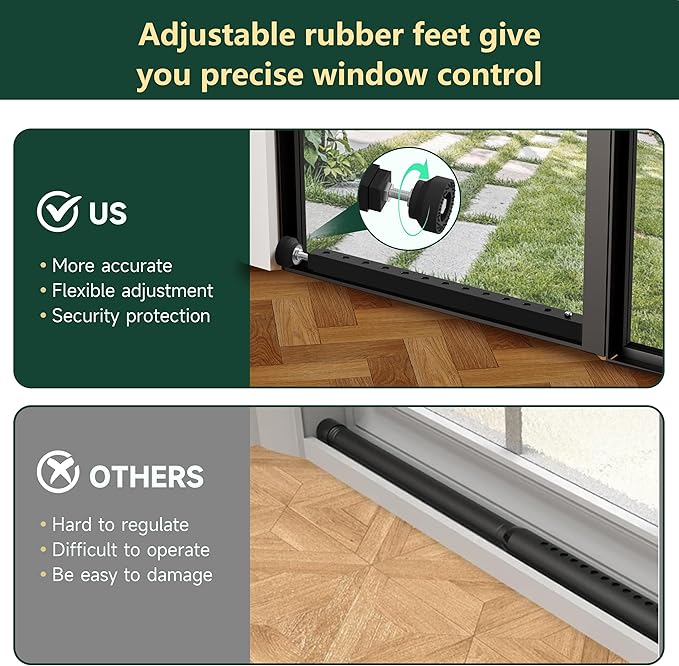 WooFog Adjustable Window Security Bars Vertical, Heavy Duty Sliding Patio Glass (4 PCS)