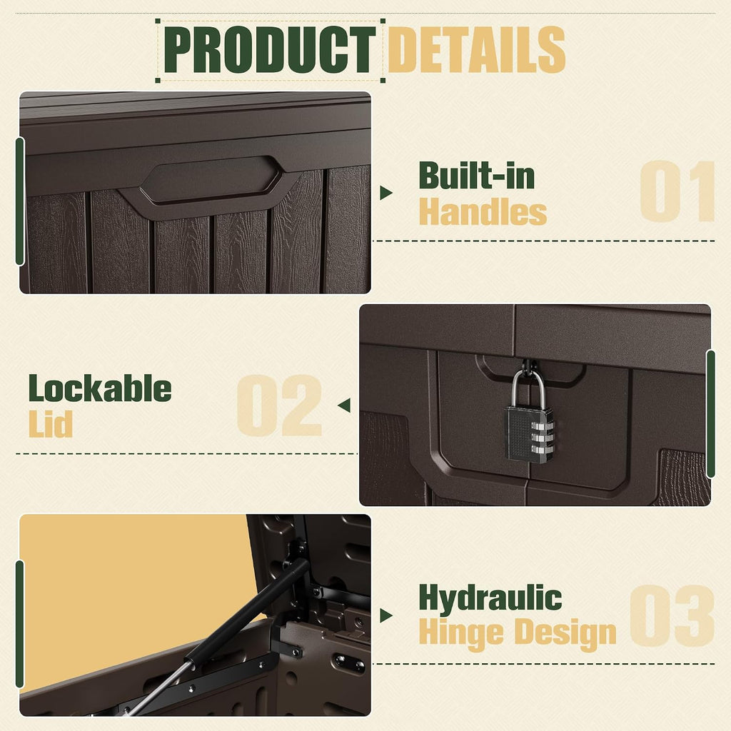 jummico hdpe 250 gallon deck box double-wall with shown in use