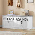 Hzuaneri 47.2" Shoe Storage Bench with 4 Barn Doors & Padded Seat Cushion
