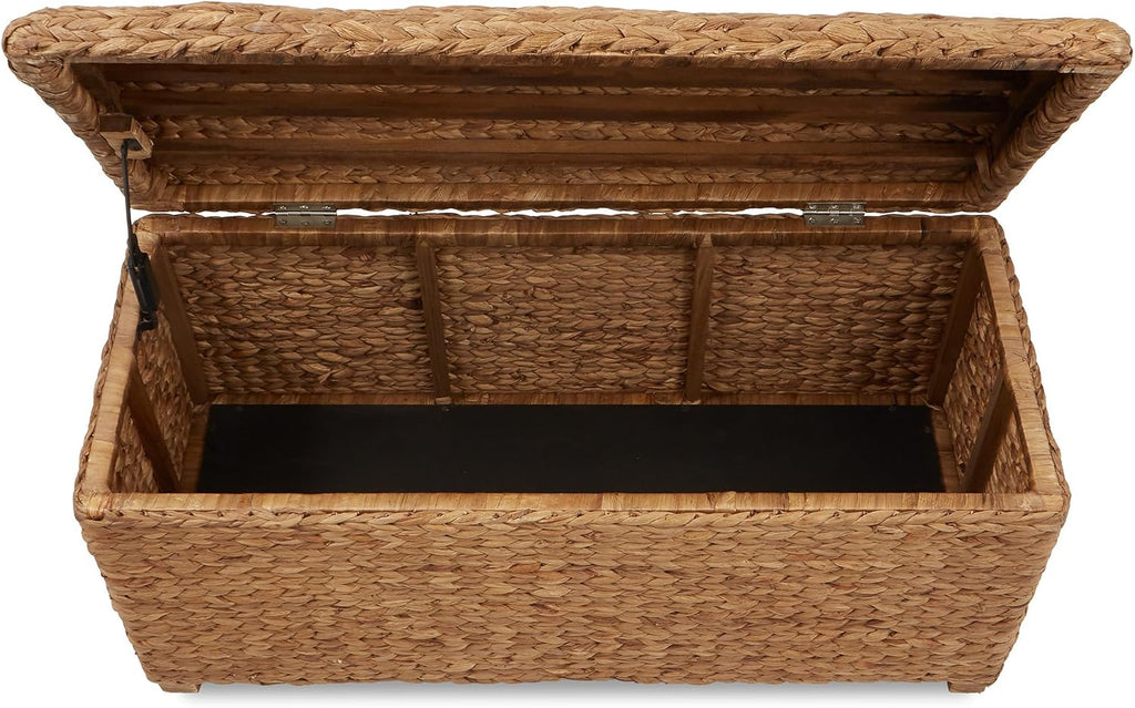 Casafield 36" Storage Trunk with Curved Lid and Safety Hinge - Cinnamon, Water Hyacinth Wicker Storage Chest for Bedroom, Entry Way, Living Room