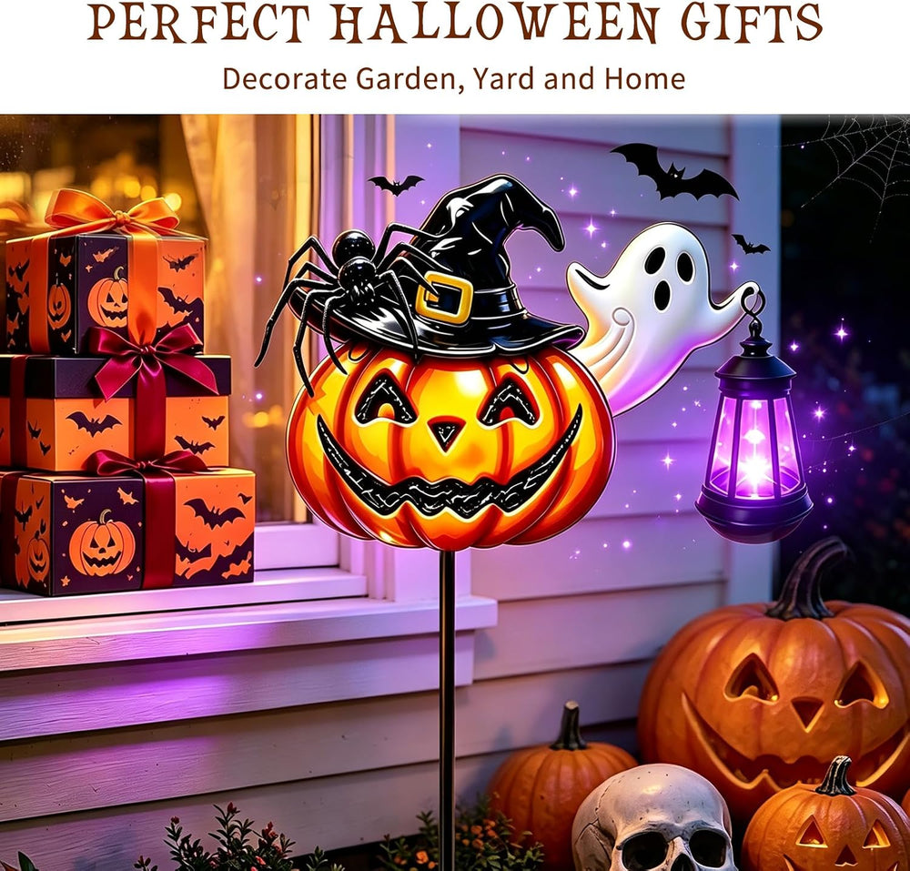 Solar Halloween Pumpkin Outdoor Lights Jack O Halloween Garden Stake Lights