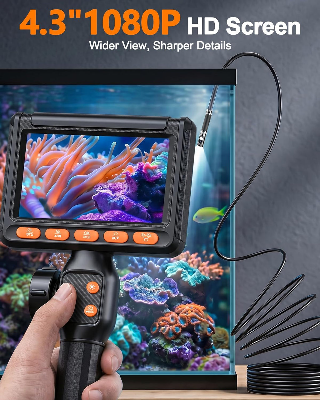 0.24“ ultra-slim borescope, two-way&dual lens endoscope,1080p borescope camera, side view