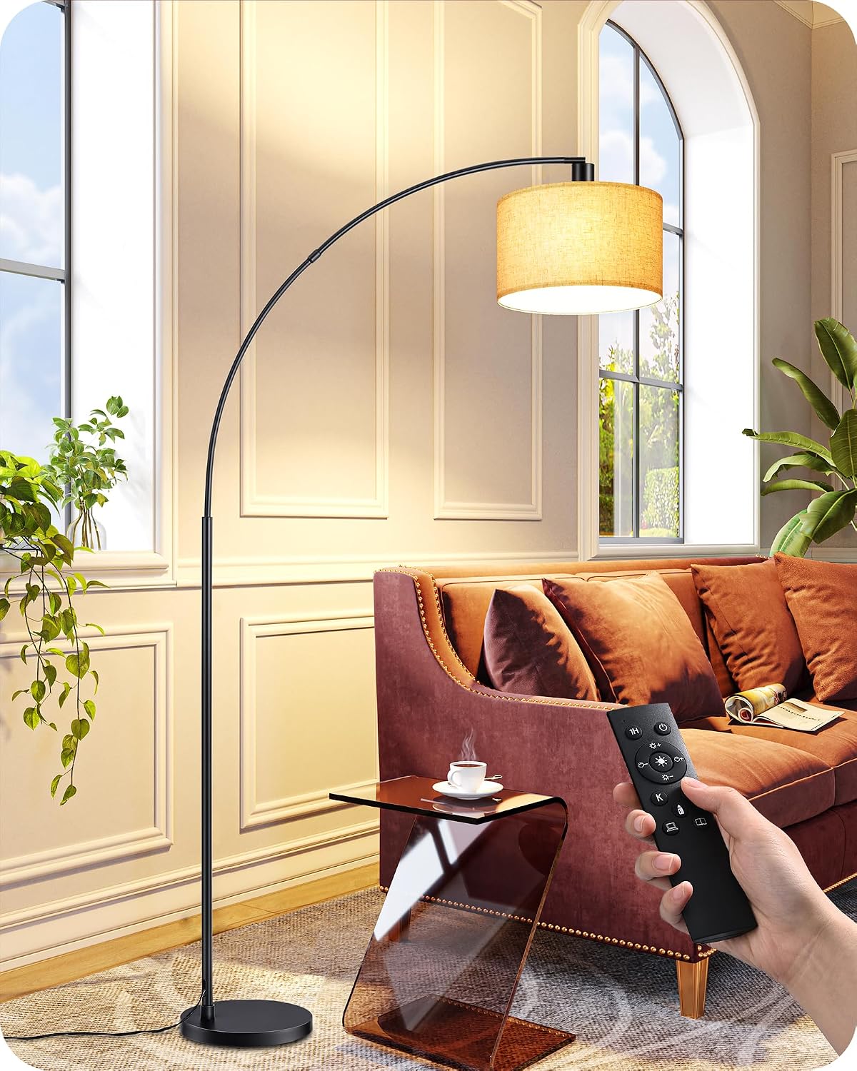 EDISHINE 78.3″ Modern Arc Floor Lamp