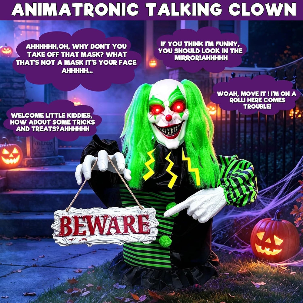 3 Ft Halloween Animatronics Groundbreaker Decorations Outdoor Scary Clown