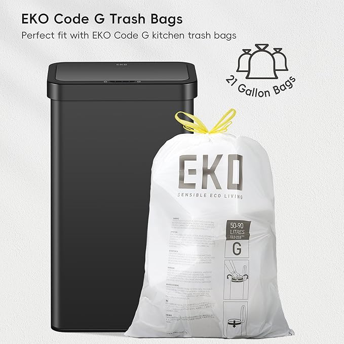 EKO Nova Sensor Trash Can, 21 Gallon/80 Liter Stainless Steel Rectangular
