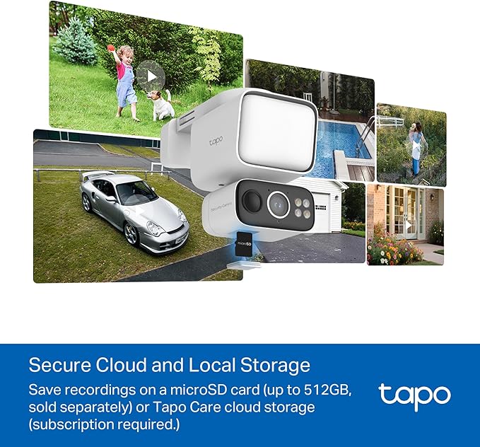 Tapo 2K Dimmable Floodlight Security Camera Outdoor Wireless w/Solar Panel