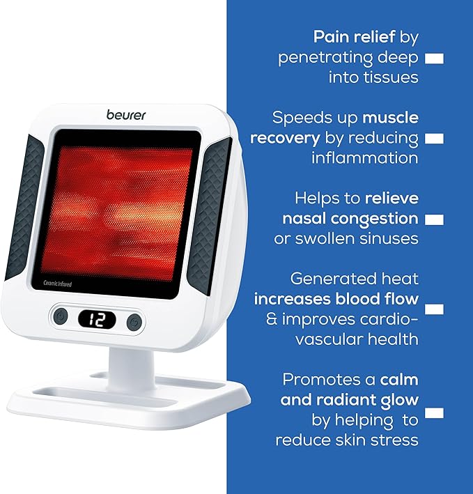 Beurer IL60 Infrared Heat Lamp for Red Light Therapy for Face, Sinus & Skin