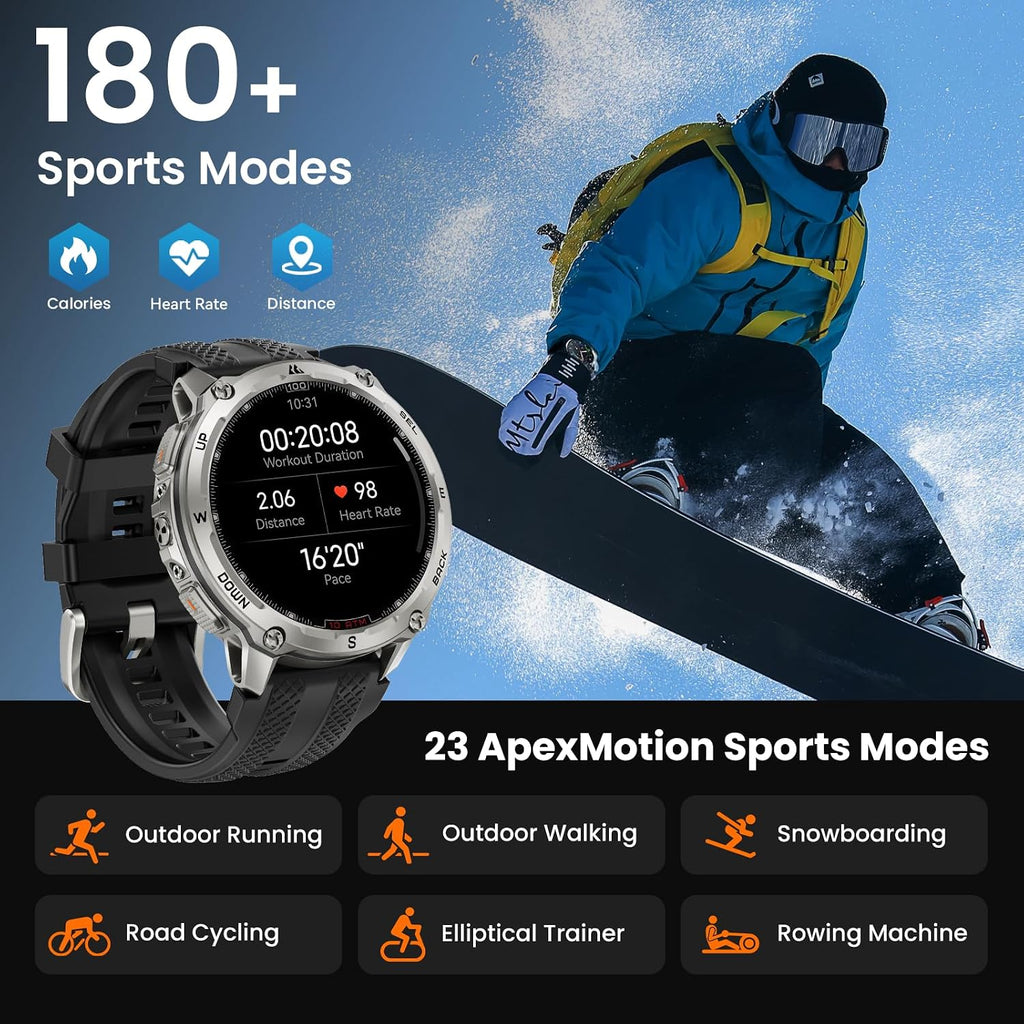 kospet tank t4 rugged smart watch, gps/offline maps on a desk or shelf