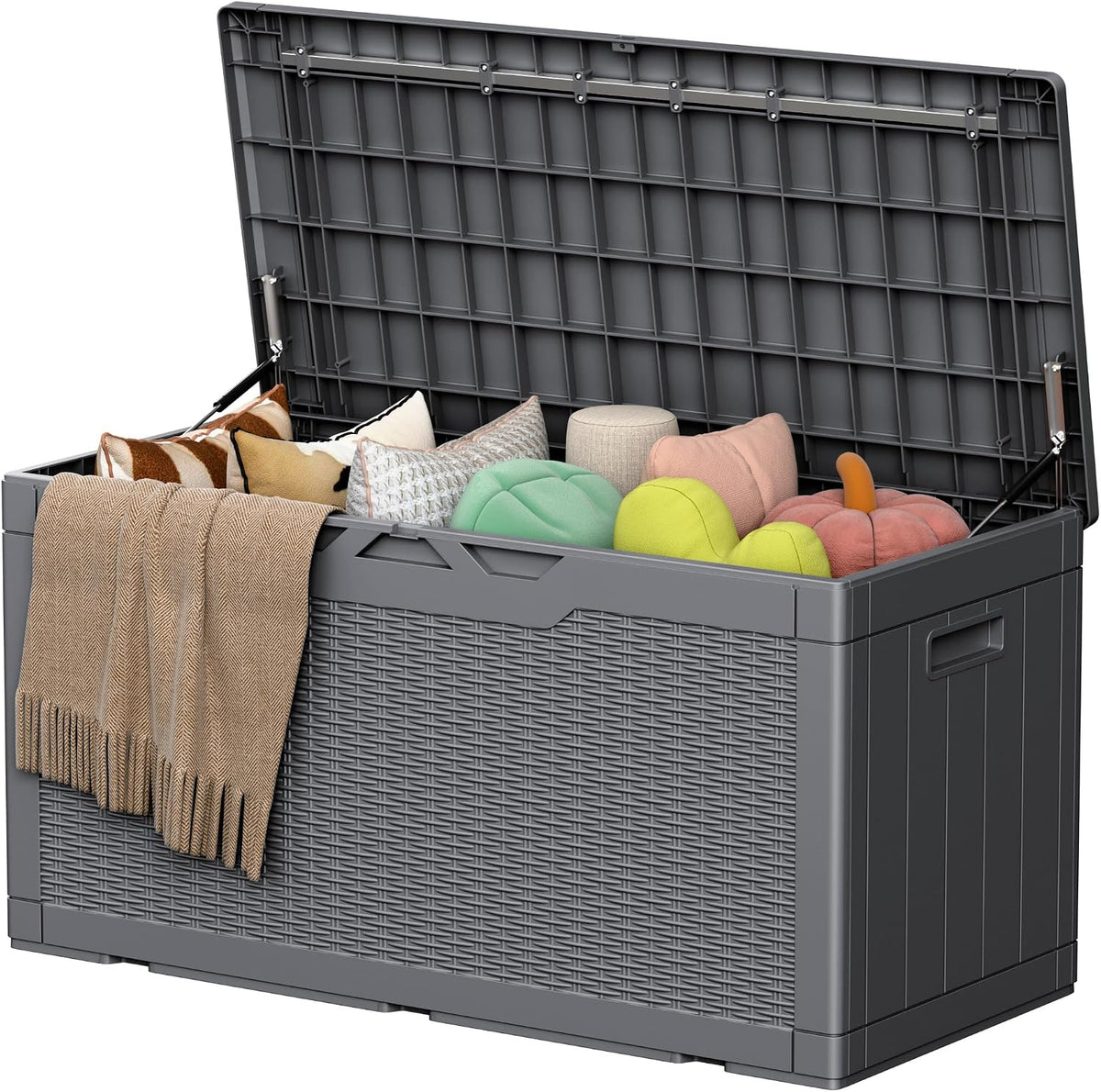 105 Gallon Deck Box Outdoor Indoor Waterproof Storage Box, Gray