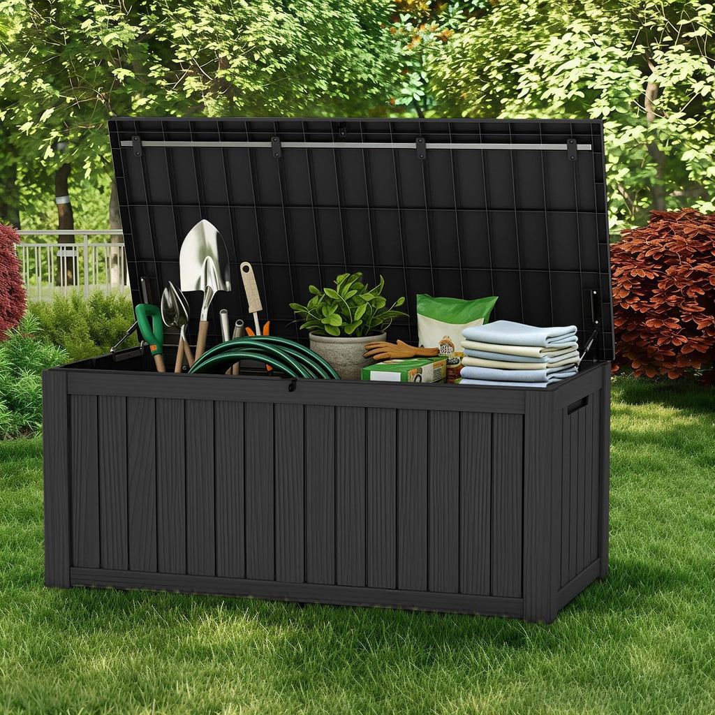 patiozen 150 gallon outdoor deck box,waterproof resin outdoor, close-up detail