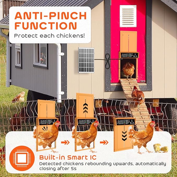 Asfrost Automatic Chicken Coop Door Solar Powered Automatic Chicken Door