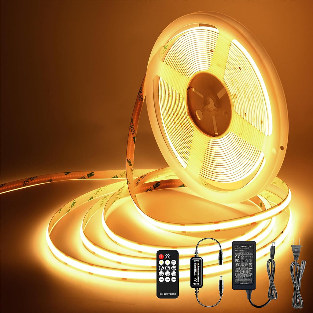 pandery led strip lights 32.8ft, dimmable cob led, side view