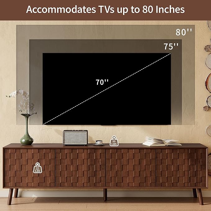 Virubi Mid-Century Modern TV Stand, Entertainment Center