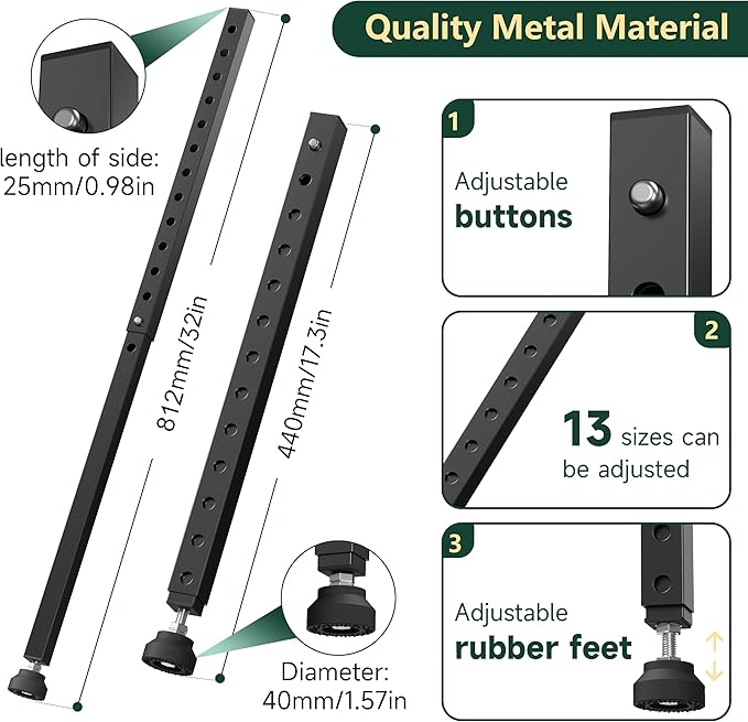 WooFog Adjustable Window Security Bars Vertical, Heavy Duty Sliding Patio Glass (4 PCS)